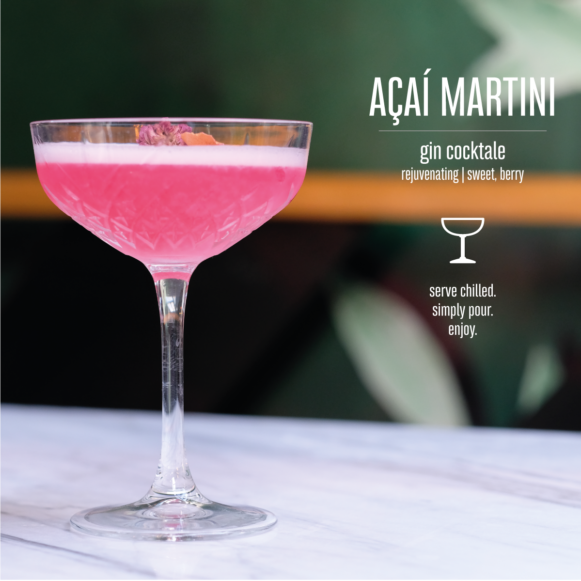 Acai Martini • Cocktale • premium bottled Gin fruity sweet Cocktail